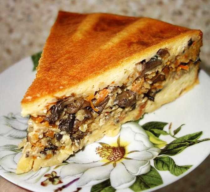 Пирог с грибами и курицей рецепт с фото пошагово
