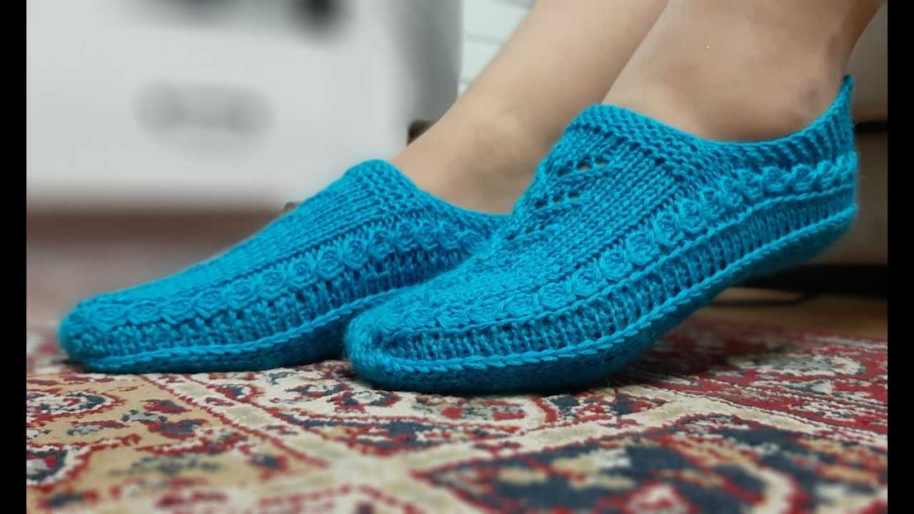 Тапочки спицами для начинающих, мастер-класс с описанием