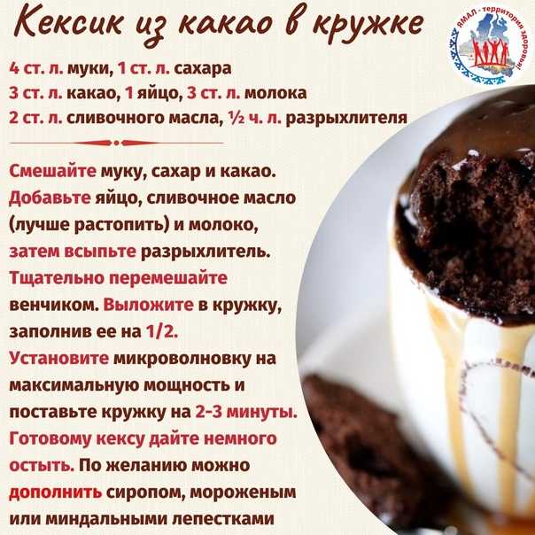 Шоколадный кекс в микроволновке в кружке: простые рецепты