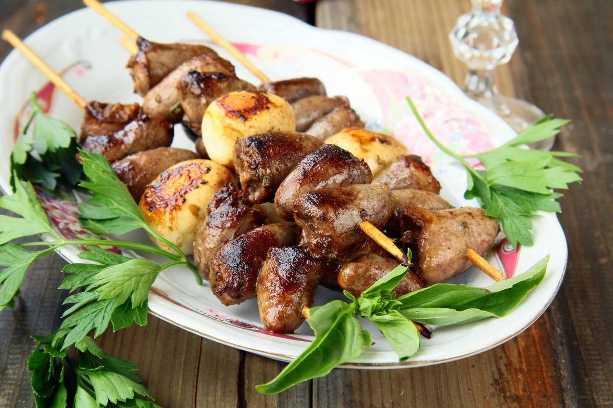 Шашлык из куриных сердечек