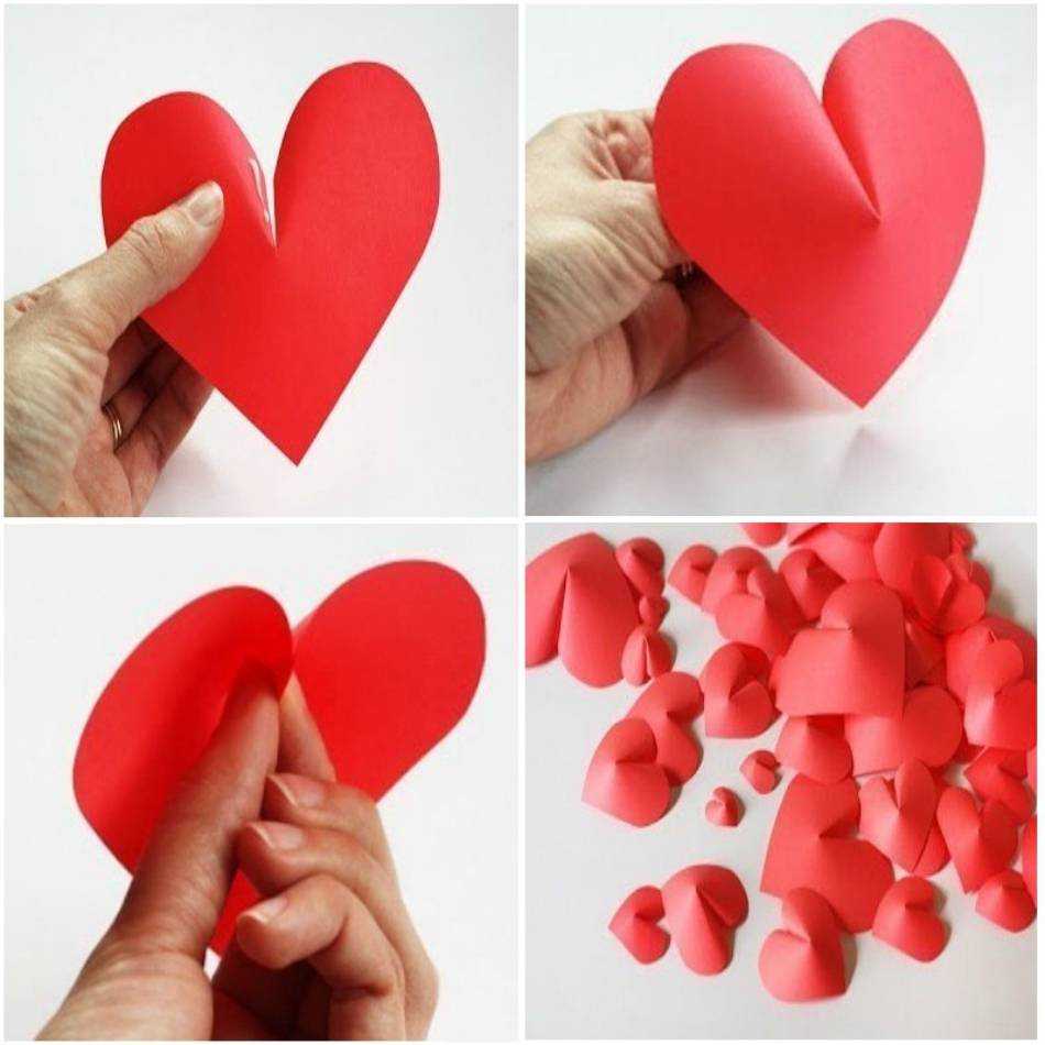 Валентинки своими руками с детьми из бумаги поэтапно: шаблоны для вырезания, объемные и в виде сердца в ладонях